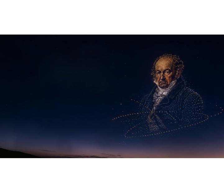 Espect&aacute;culo de drones. `150 a&ntilde;os de Fundaci&oacute;n Ibercaja. El Museo Goya ilumina el cielo&acute;