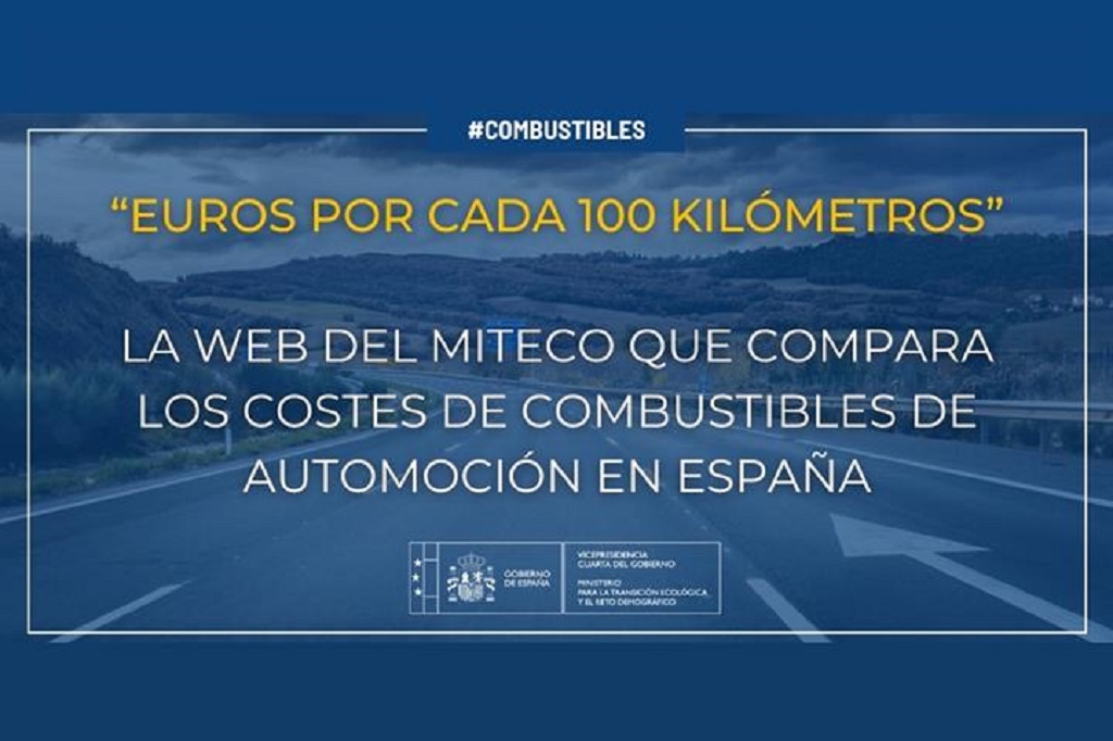 El MITECO lanza la web "Euros por cada 100 kilómetros" con información comparativa sobre el coste de los combustibles en automoción